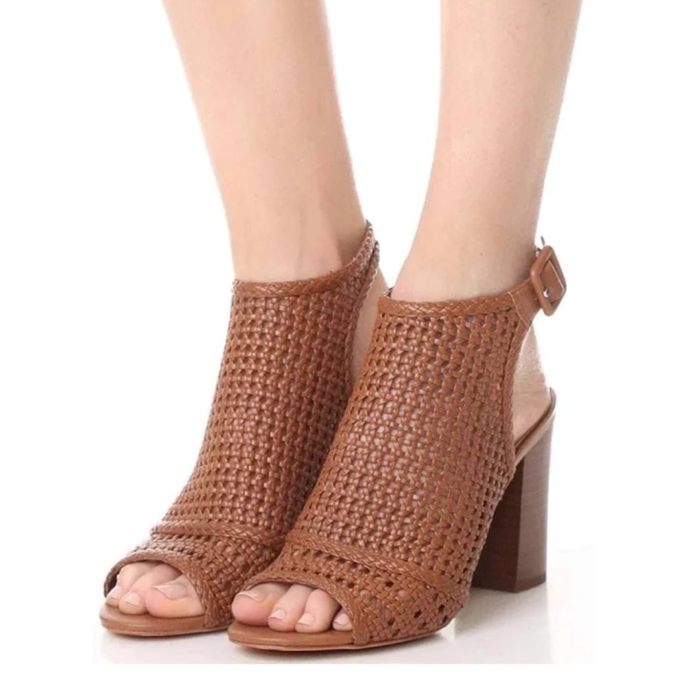 Sam Edelman Evie Basket-Weave Leather Heeled Sandal Brand New in Box